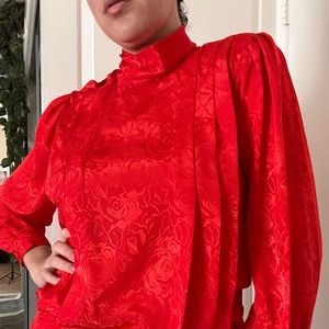 Vintage high neck red blouse